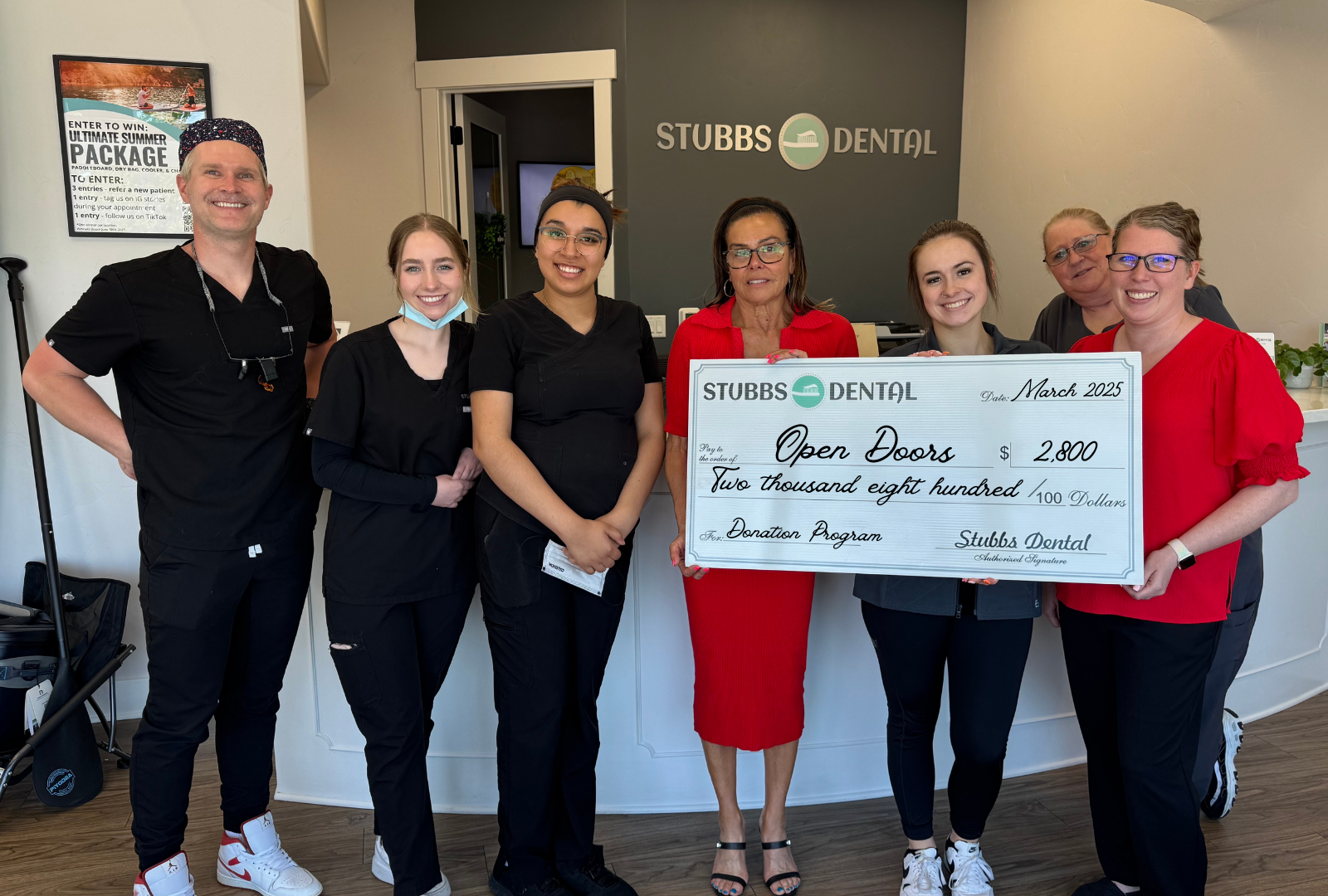 Stubbs Dental Supports Open Doors with $2,800 Donation